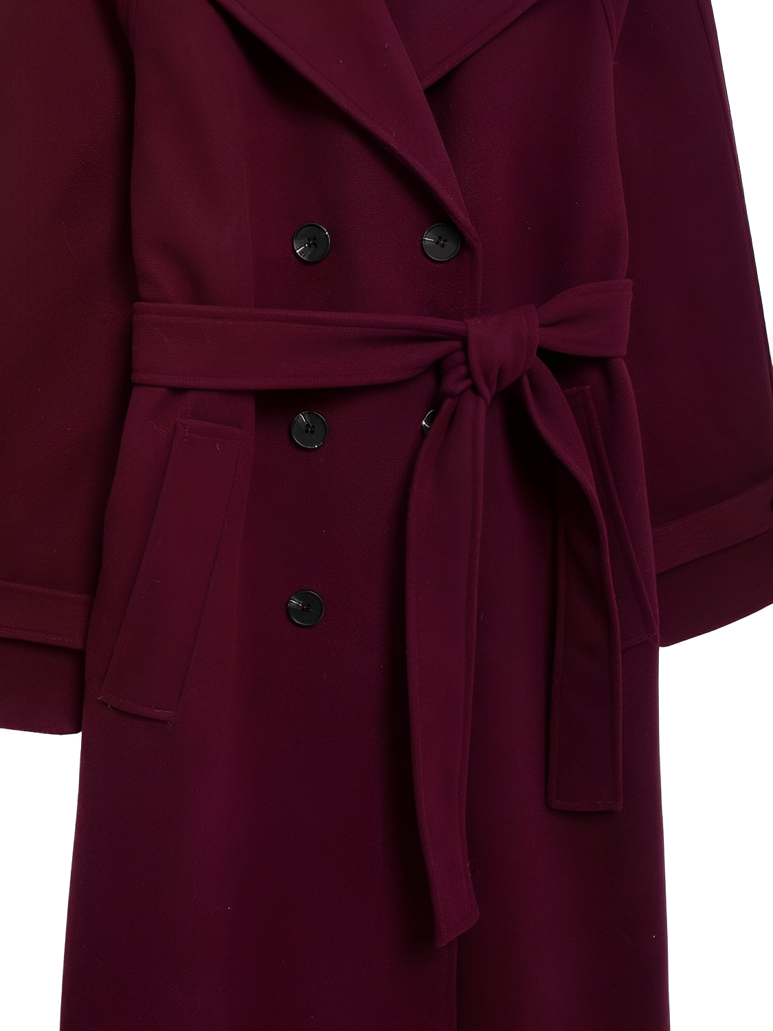Long Boiled Wool Overcoat with Epaulettes and Tie Belt - Maisha