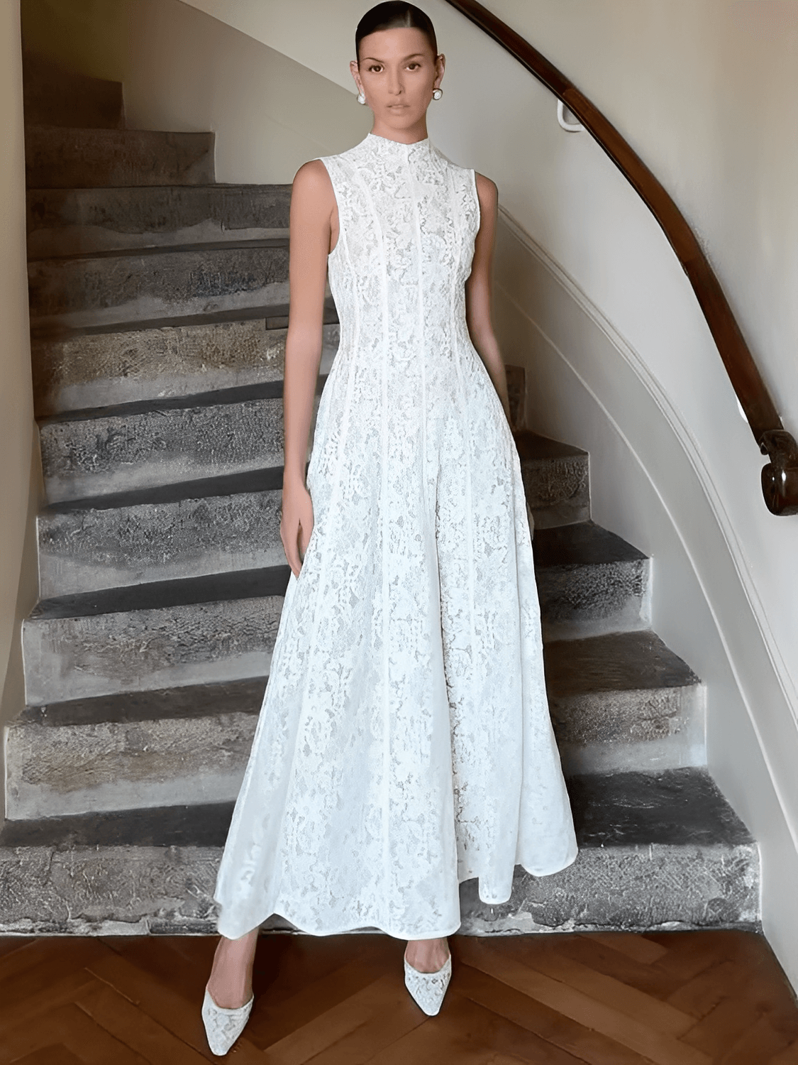 Robe midi ajustée en dentelle florale texturée – Carlota