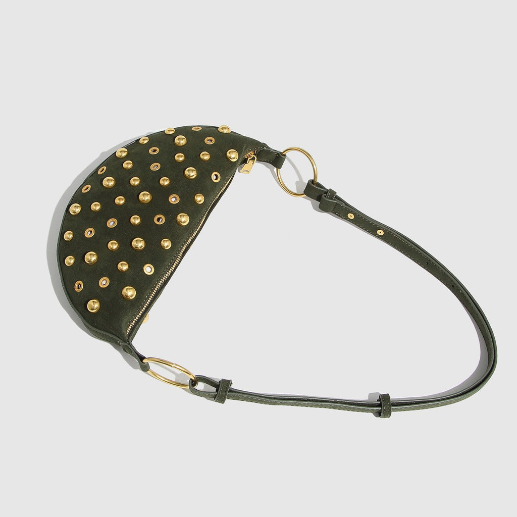 Sac à aisselle Fiorelle Women's Rebel Rivet - Sac bandoulière punk à clous champignons avec bride amovible et texture effet usé