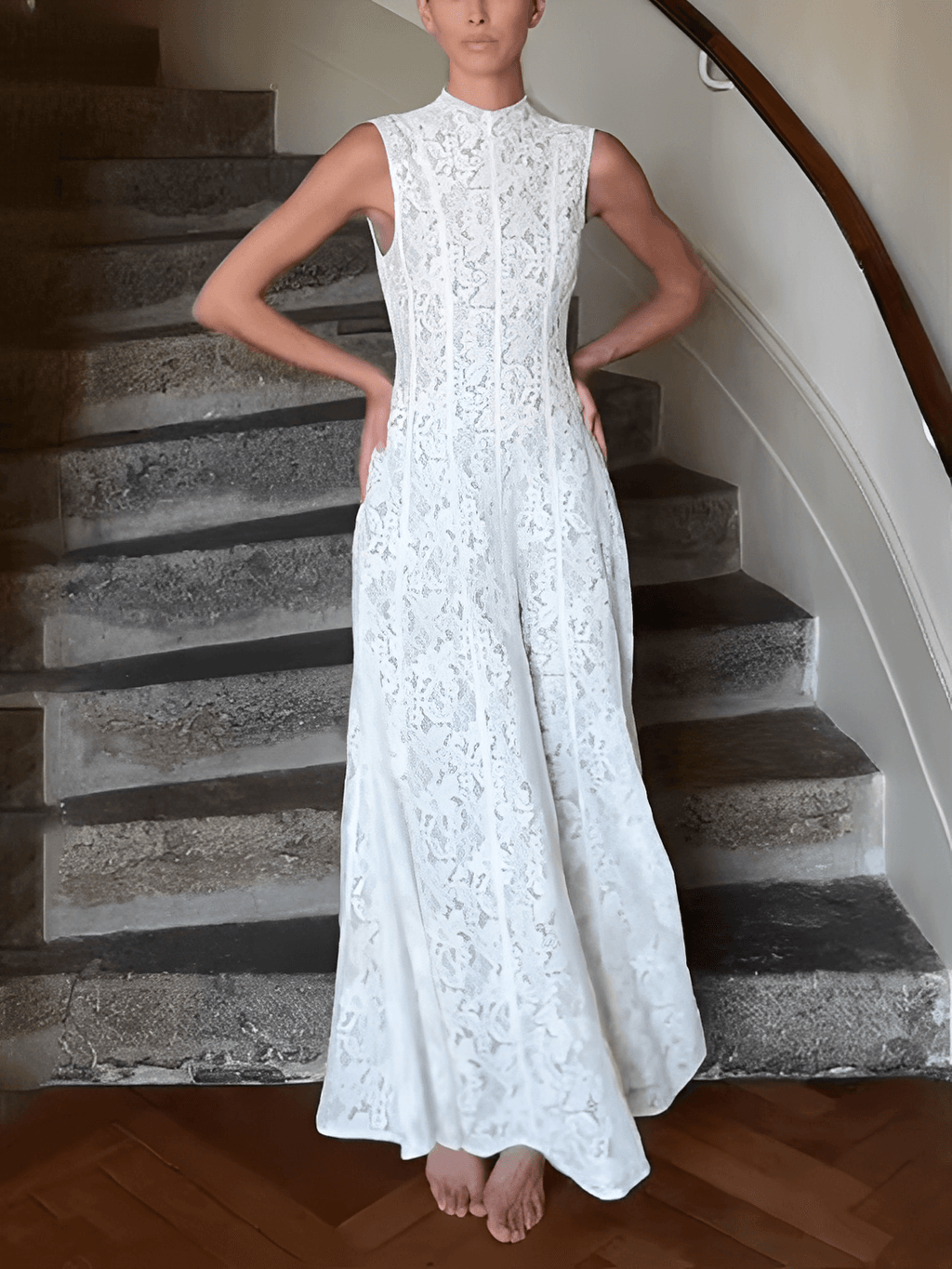 Robe midi ajustée en dentelle florale texturée – Carlota