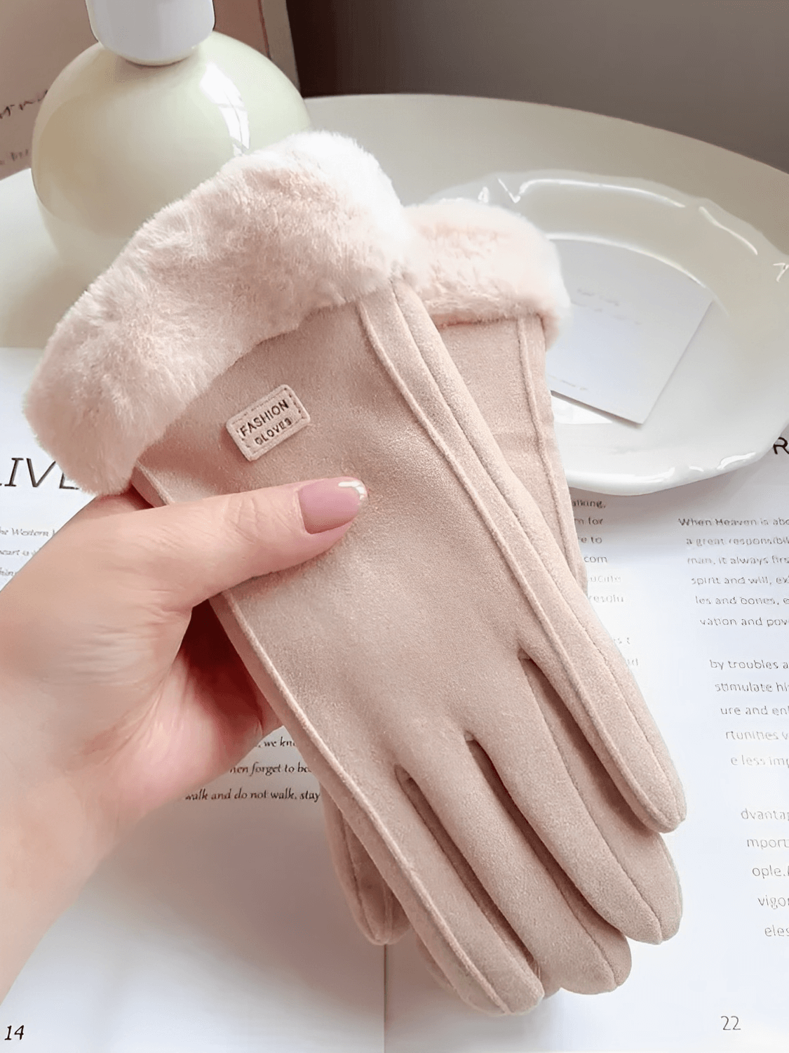 Thermal Suede Gloves with Plush Cuffs – Lourdes