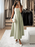 A-Linien-Maxikleid mit strukturiertem Korsett und eckigem Ausschnitt - Luciene