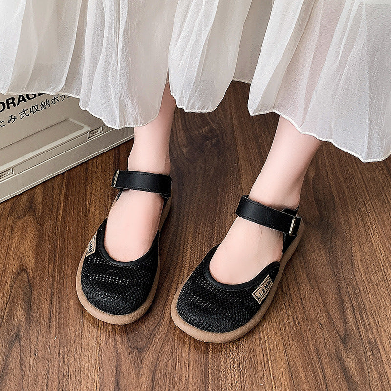 Sandales romaines fermées en lin et résille Fiorelle Mirelle pour femme – Ballerines confortables, légères et décontractées pour le quotidien (pointures US 4–10)