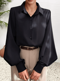 Structured Fabric Shirt with Lantern Sleeves and Lapel Collar – Scarllet