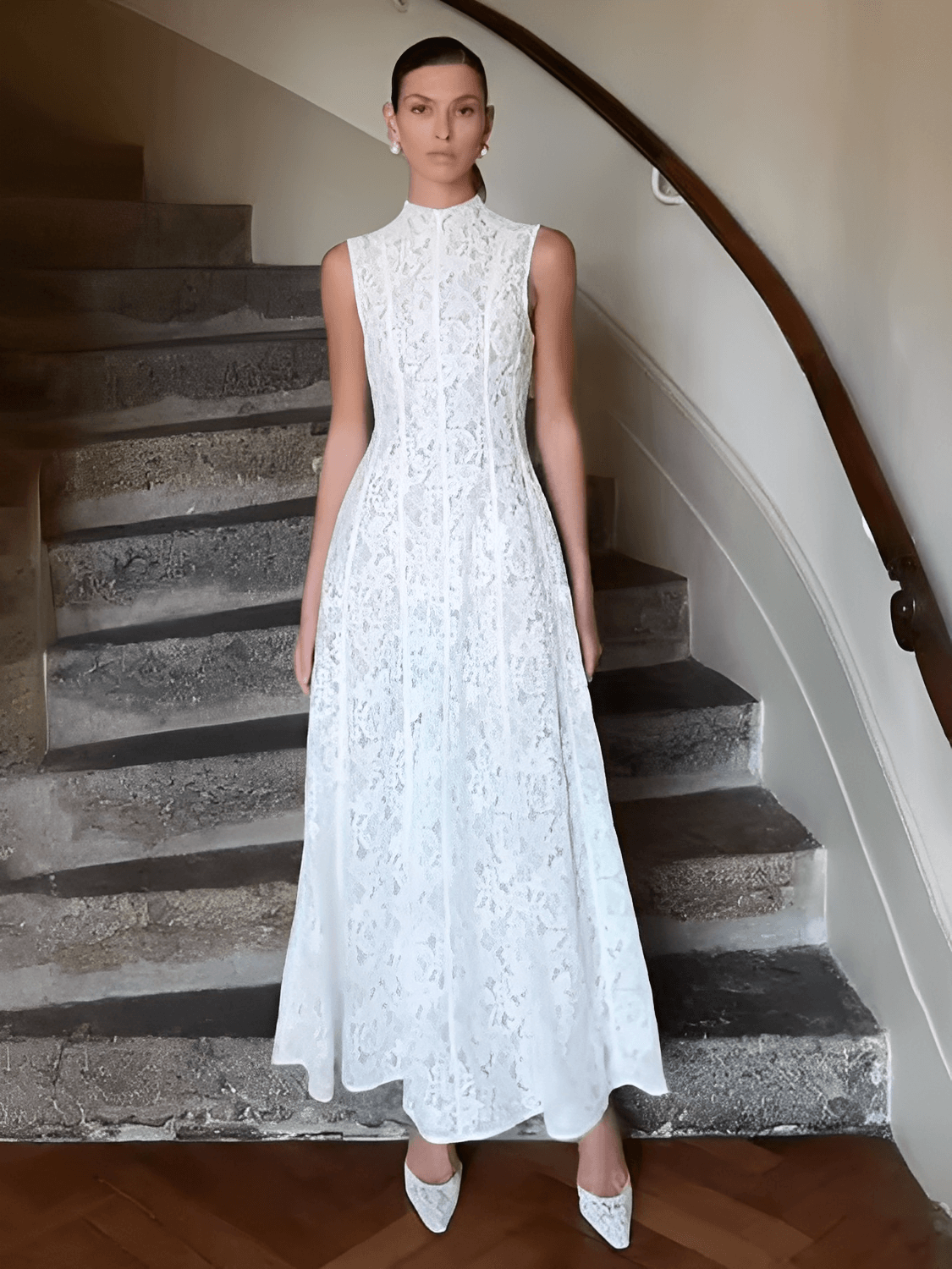 Robe midi ajustée en dentelle florale texturée – Carlota