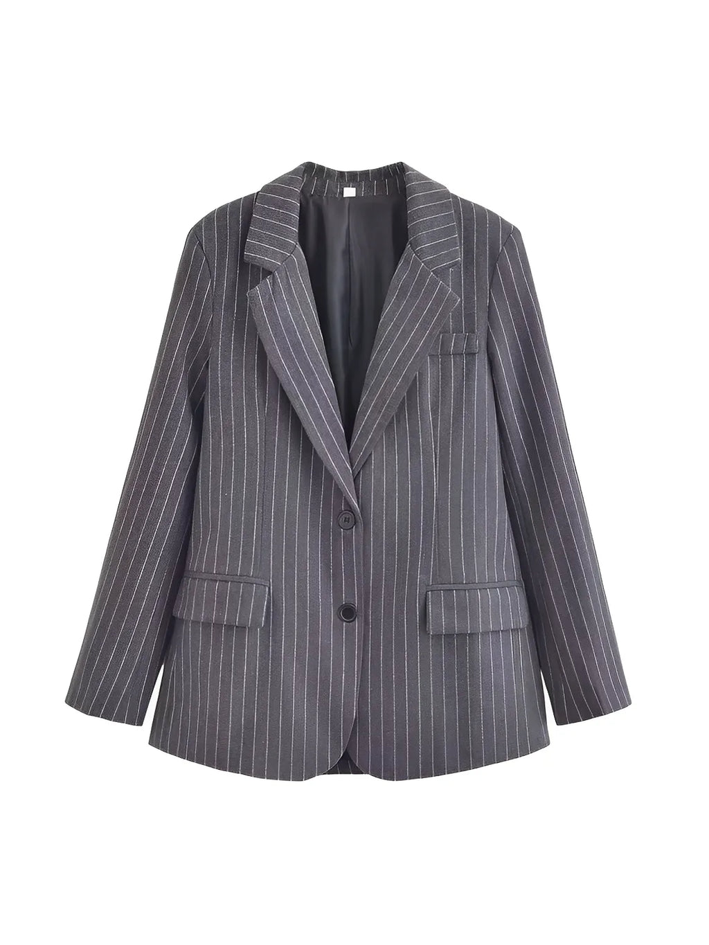 Women's Oversized Pinstripe Blazer with Buttons - Francine