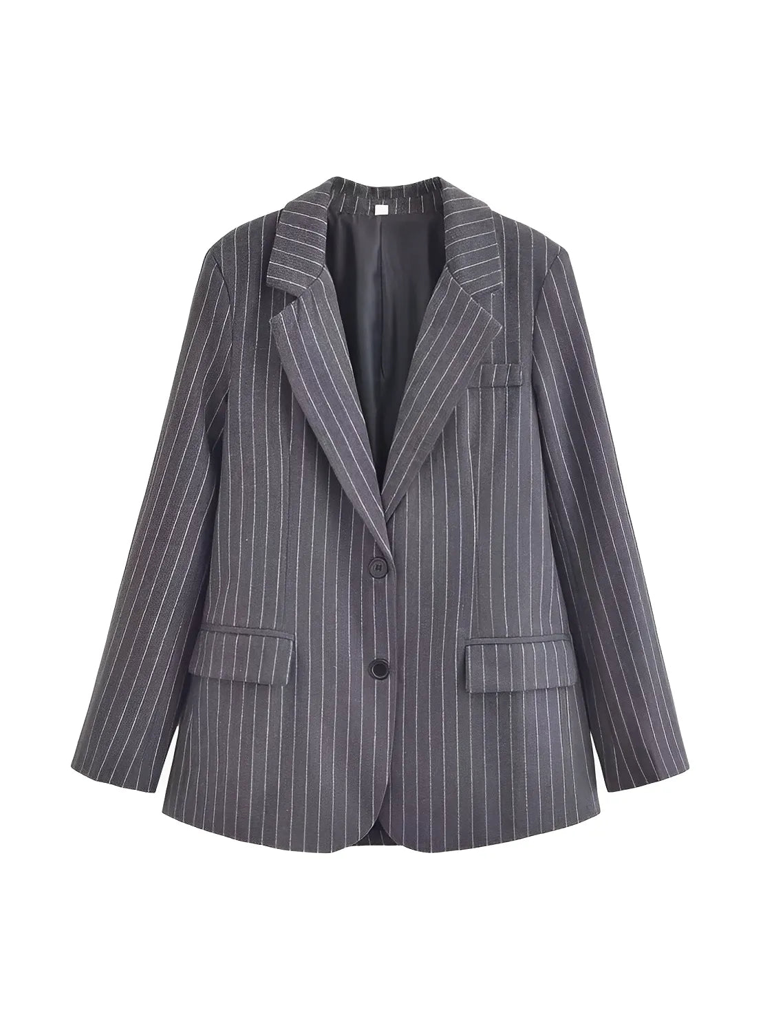 Women's Oversized Pinstripe Blazer with Buttons - Francine
