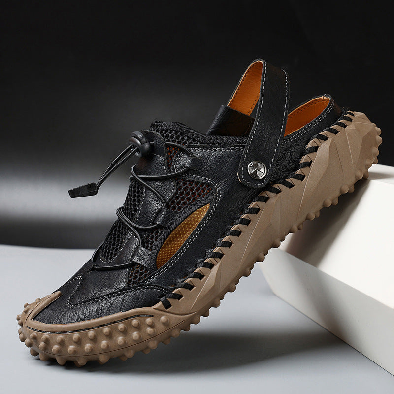 Sandales fermées respirantes pour hommes Fiorelle Coast – Chaussures de plage décontractées réglables en cuir souple et maille (US 7–12)