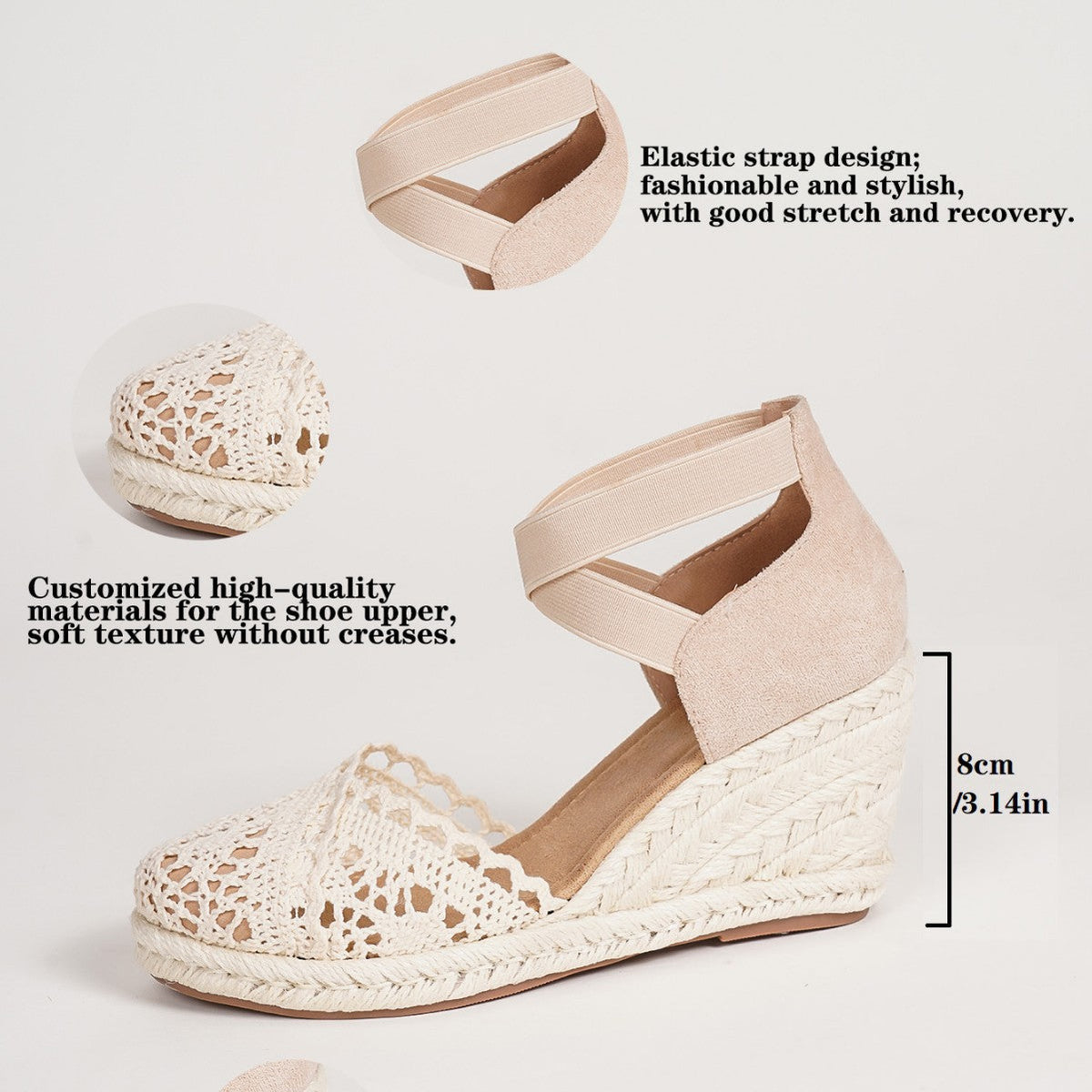 Fiorelle Damen LaceRoma Keil-Ballerinas – Keilsandaletten mit Schnürung, überkreuzten Riemen und runder Zehenpartie (US 4–10,5)