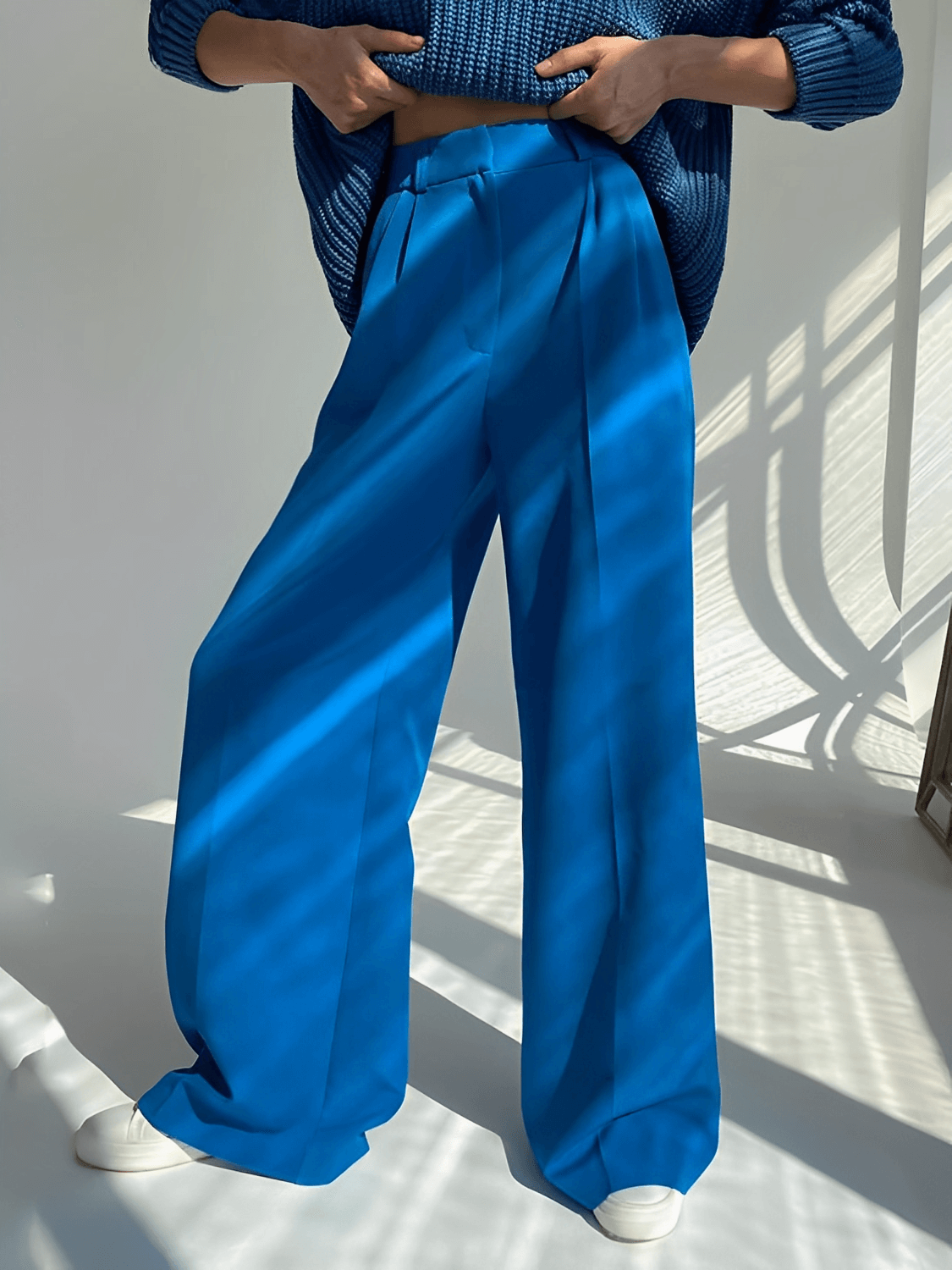 Pantalon large taille haute habillé pour femme avec poches – Madison