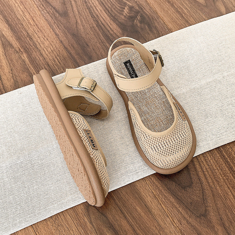 Sandales romaines fermées en lin et résille Fiorelle Mirelle pour femme – Ballerines confortables, légères et décontractées pour le quotidien (pointures US 4–10)