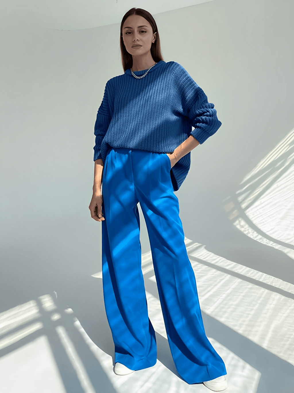 Pantalon large taille haute habillé pour femme avec poches – Madison
