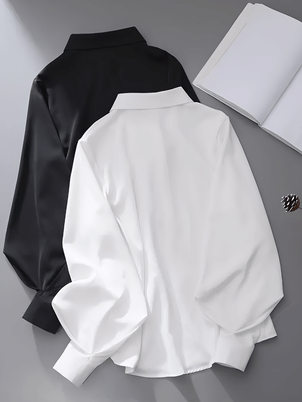 Structured Fabric Shirt with Lantern Sleeves and Lapel Collar – Scarllet