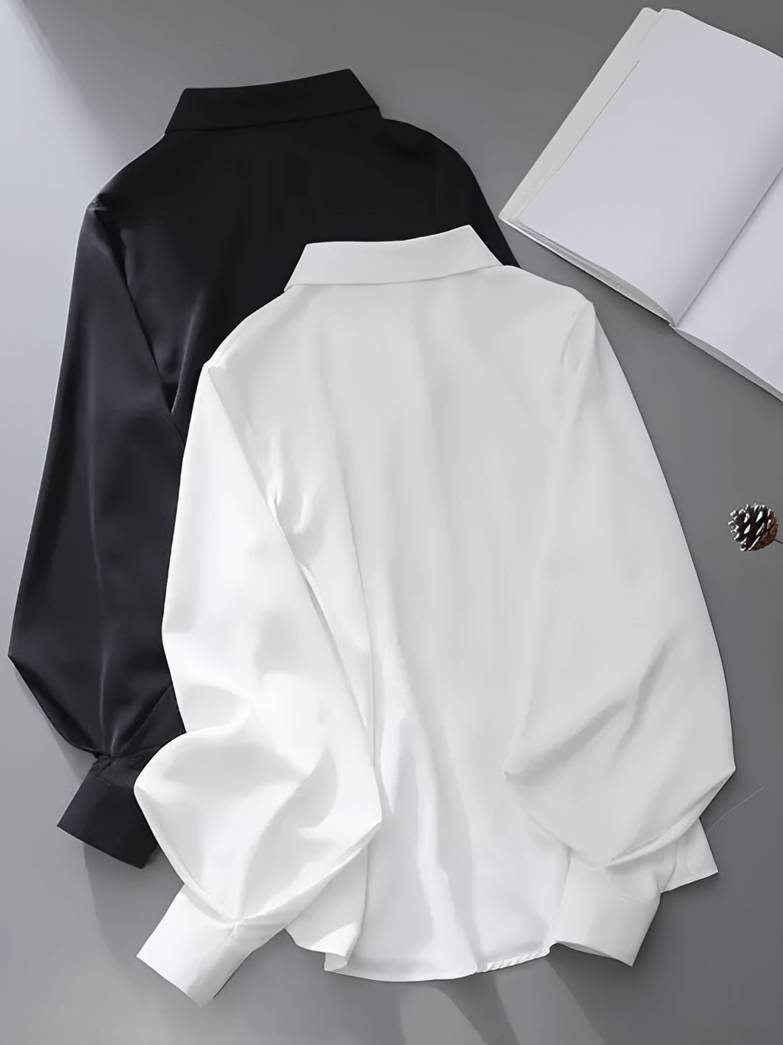 Structured Fabric Shirt with Lantern Sleeves and Lapel Collar – Scarllet