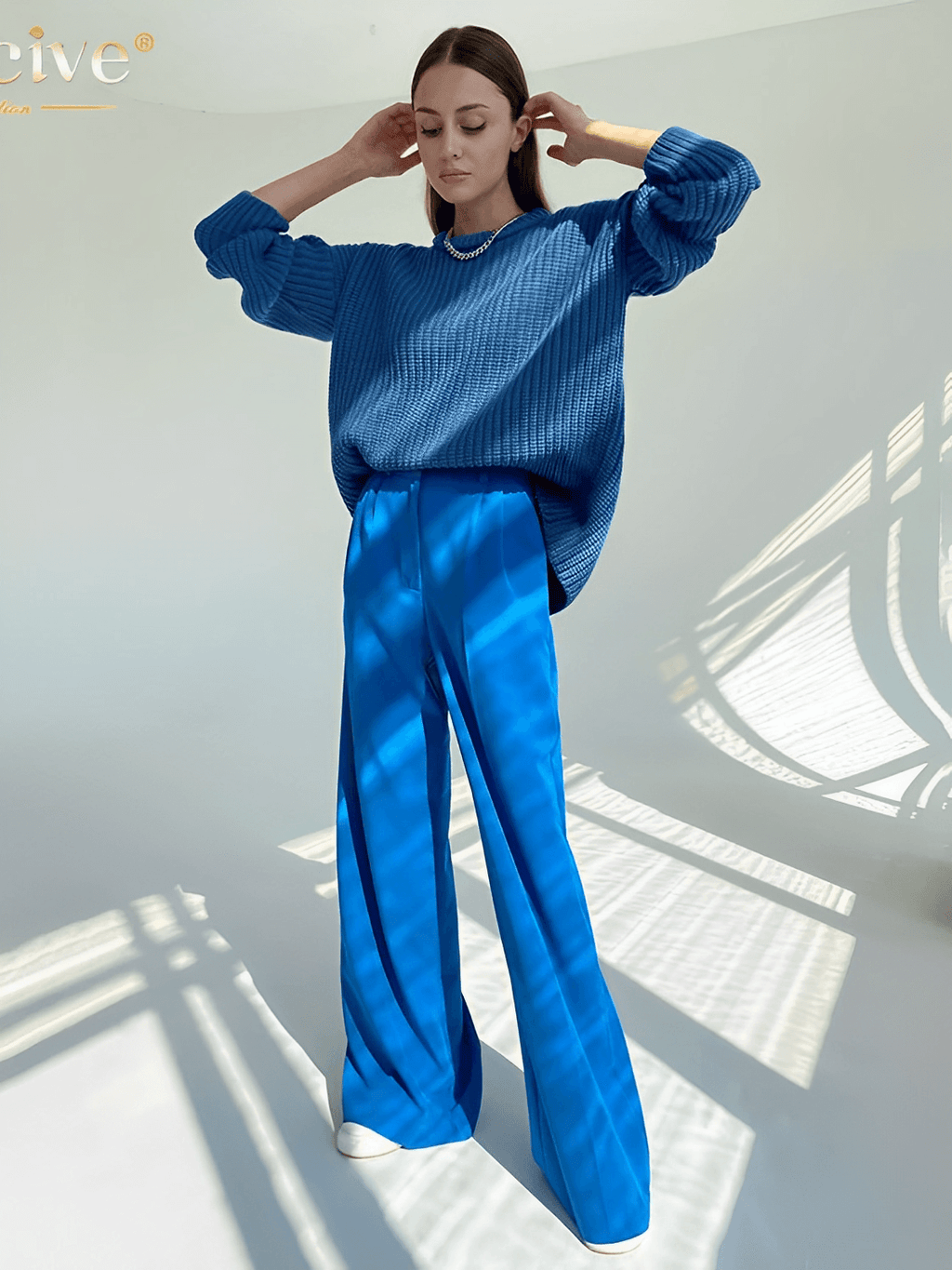 Pantalon large taille haute habillé pour femme avec poches – Madison