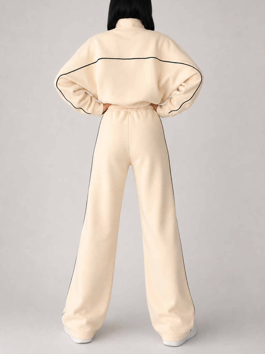 Striped Athleisure Set with Zip Jacket and Wide-Leg Trousers - Pabline