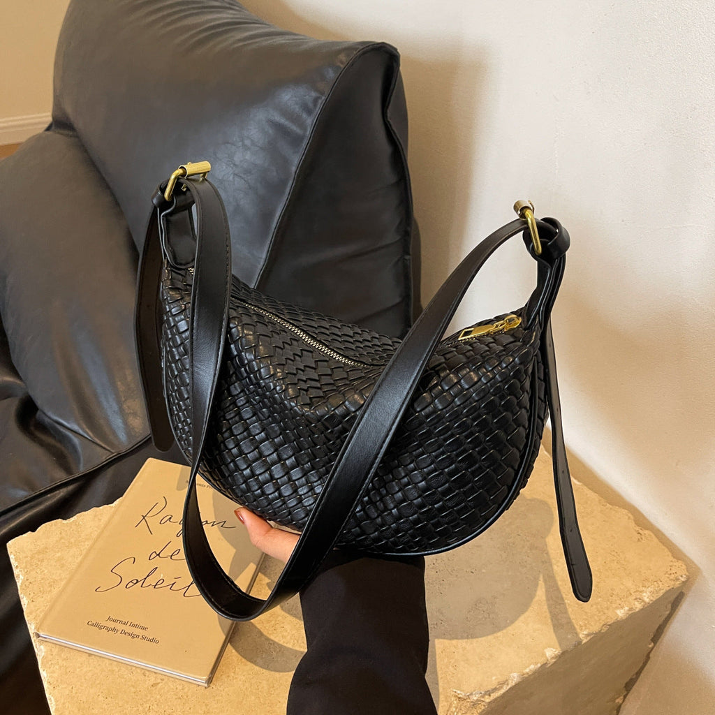 Fiorelle Damen Riviera Bias-Weave Crescent – Umwandelbare Schulter- zu Umhängetasche in französisch inspirierter Narbung