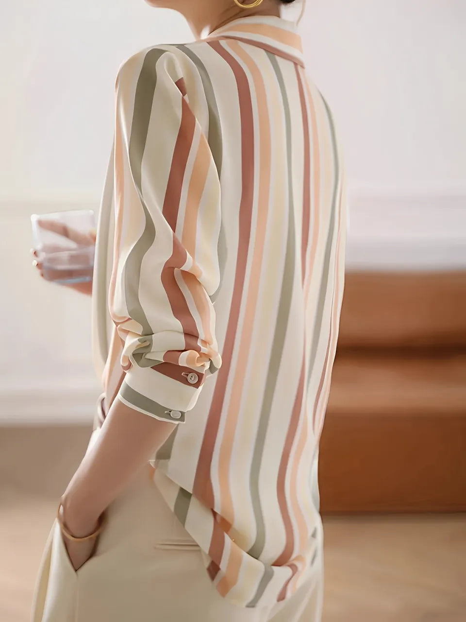 Striped Dress Shirt with Classic Collar and Buttons – Jasmine