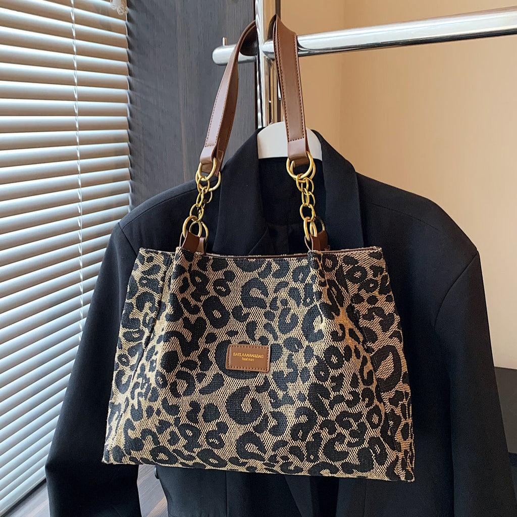 Fiorelle Women‘s Vintage Leopard Print Commuter Tote Spacious Work-to-Weekend Shoulder Bag