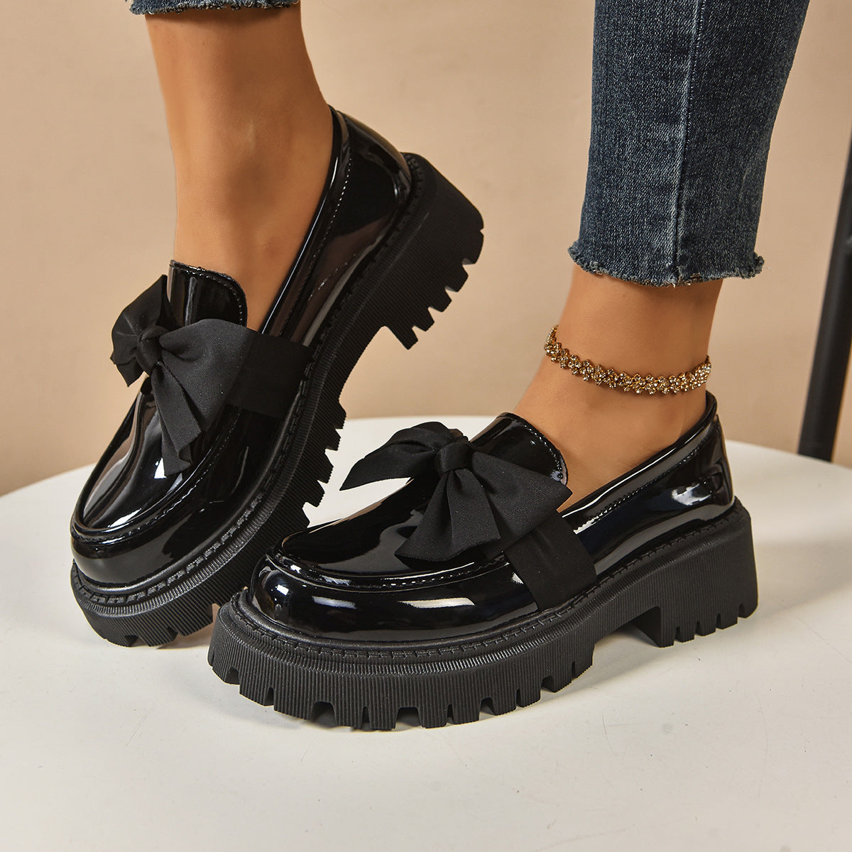 Mocassins à enfiler BowEase pour femme Fiorelle – Chaussures plates classiques à nœud (US 4–10)
