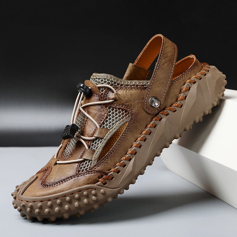 Sandales fermées respirantes pour hommes Fiorelle Coast – Chaussures de plage décontractées réglables en cuir souple et maille (US 7–12)