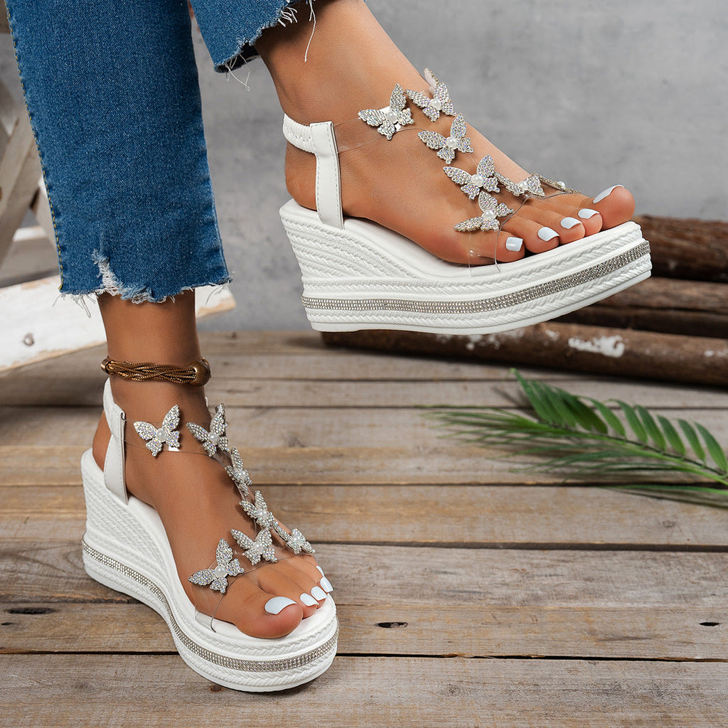 Sandales compensées Fiorelle Women’s Stardust Vacation — Sandales à plateforme ornées de cristaux, dotées du confort CloudFoam, idéales de la plage à la promenade