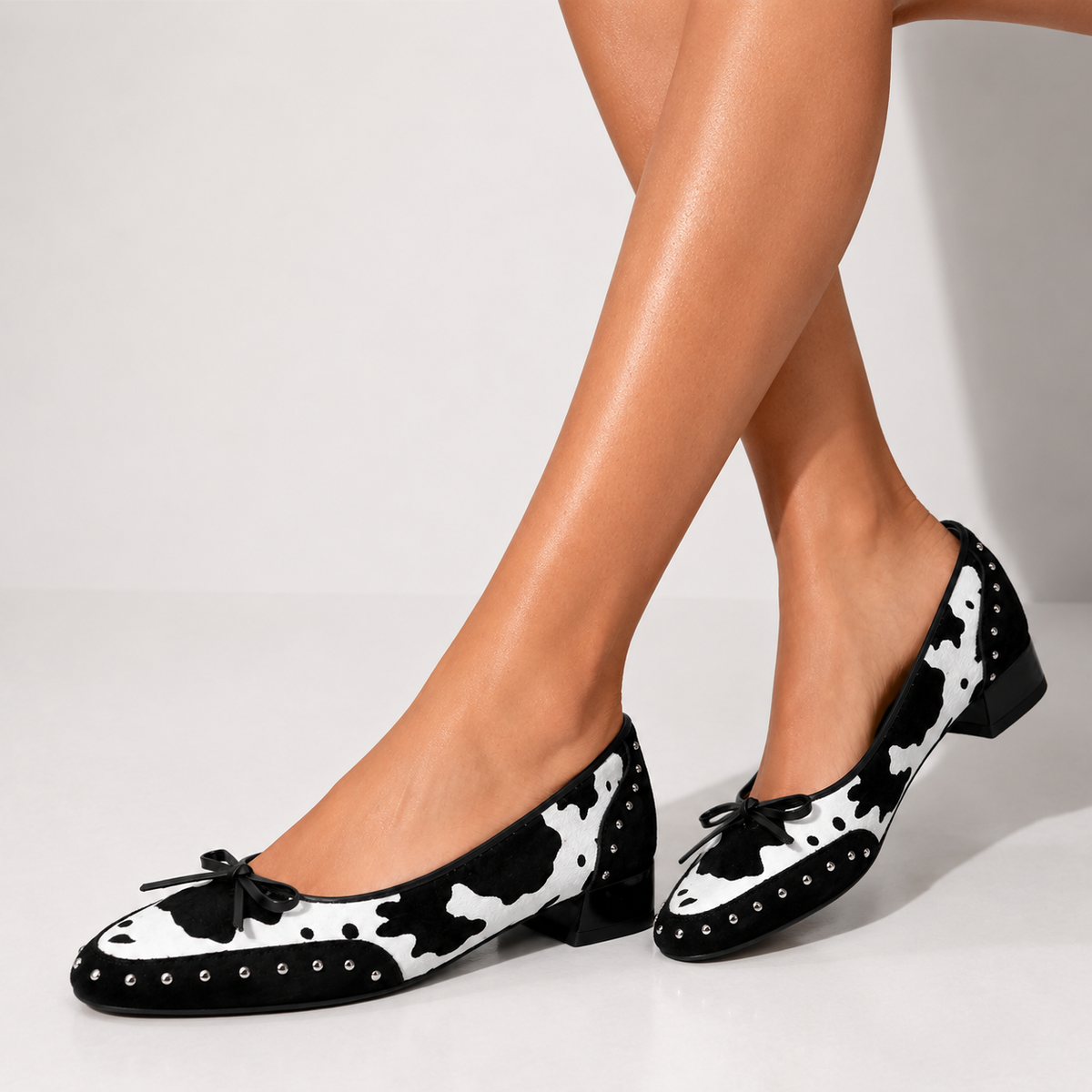 Arietty Ballerinas mit Kuhmuster