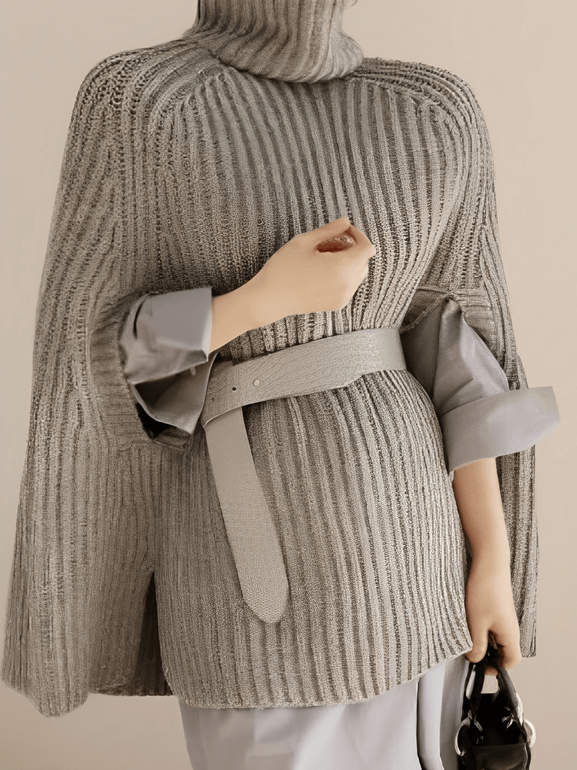 Cape-Style Knit Turtleneck Sweater – Carmelita