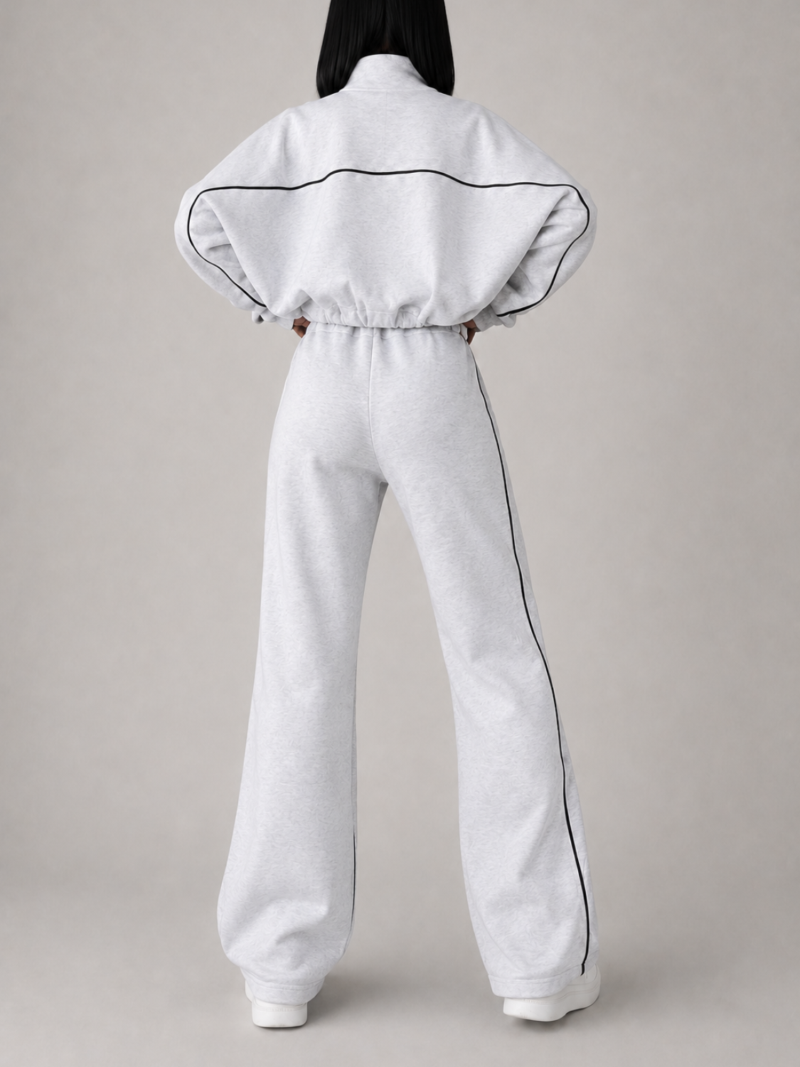 Striped Athleisure Set with Zip Jacket and Wide-Leg Trousers - Pabline