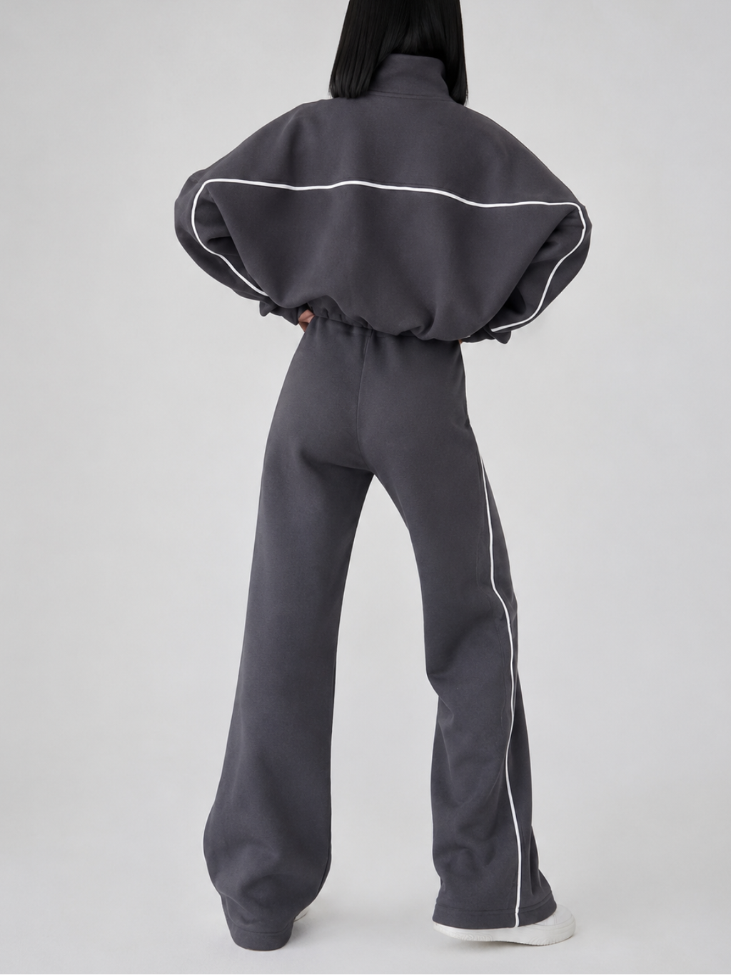 Striped Athleisure Set with Zip Jacket and Wide-Leg Trousers - Pabline
