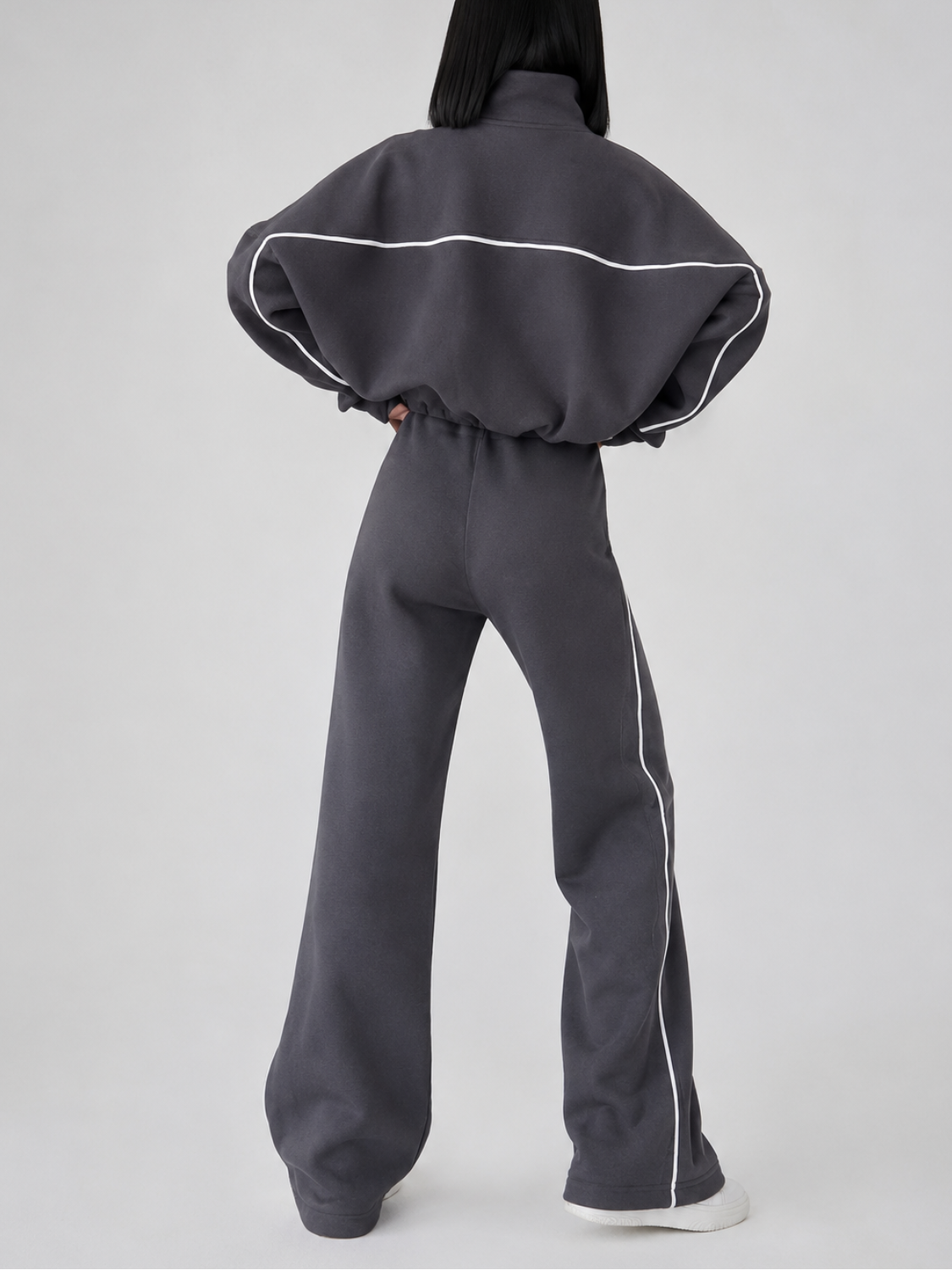 Striped Athleisure Set with Zip Jacket and Wide-Leg Trousers - Pabline