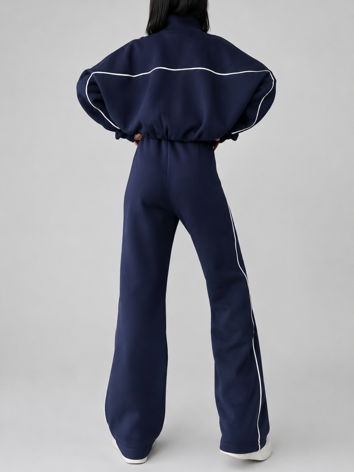 Striped Athleisure Set with Zip Jacket and Wide-Leg Trousers - Pabline