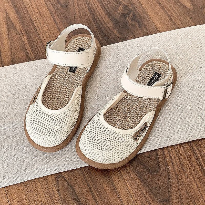 Sandales romaines fermées en lin et résille Fiorelle Mirelle pour femme – Ballerines confortables, légères et décontractées pour le quotidien (pointures US 4–10)