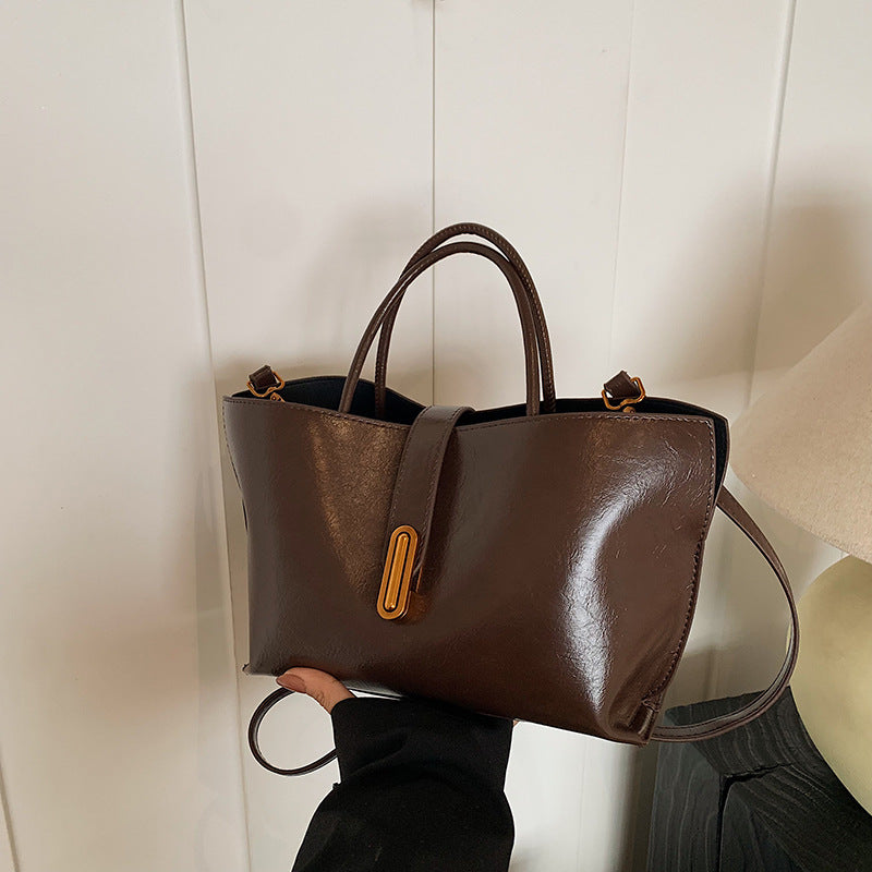 Fiorelle Damen-Pendlertasche, poliert – Wandelbare Arbeitstasche aus strukturiertem Leder | Geräumige Umhänge- und Tragetasche für Berufstätige