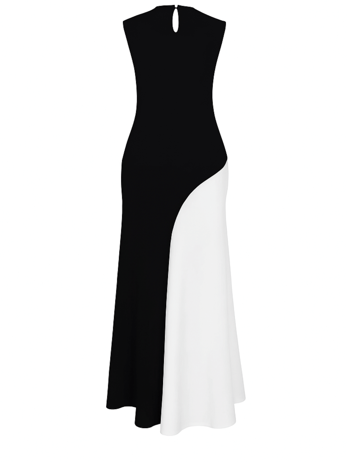 Elegant Sleeveless Maxi Dress with Diagonal Two-Tone Design - Alane