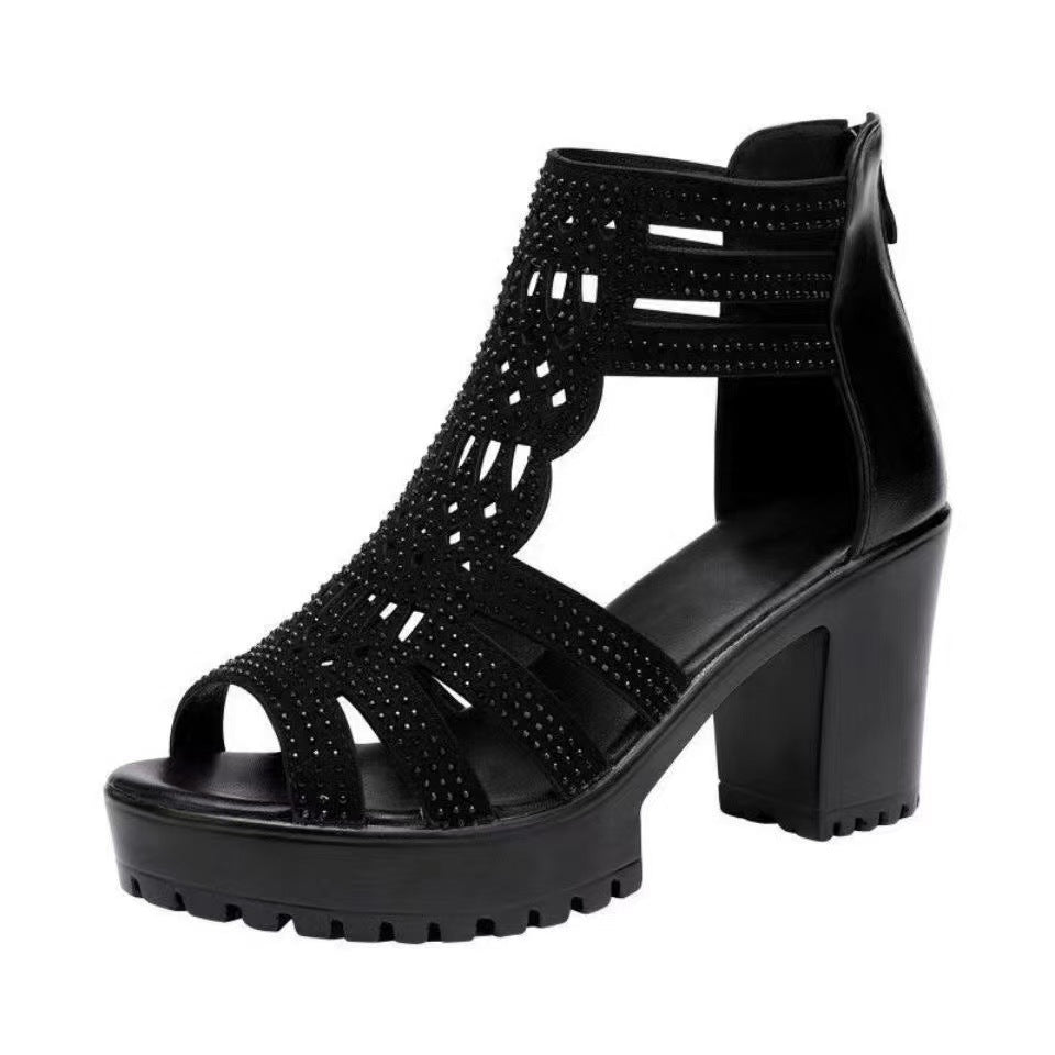 Sandales à talons blocs et plateforme à bout ouvert Alviera pour femme Fiorelle – Sandales chics et polyvalentes style romain à semelle souple (US 4–9)