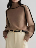Gerippter Pullover mit Stehkragen und erhabenen 3D-Streifen - Natalie