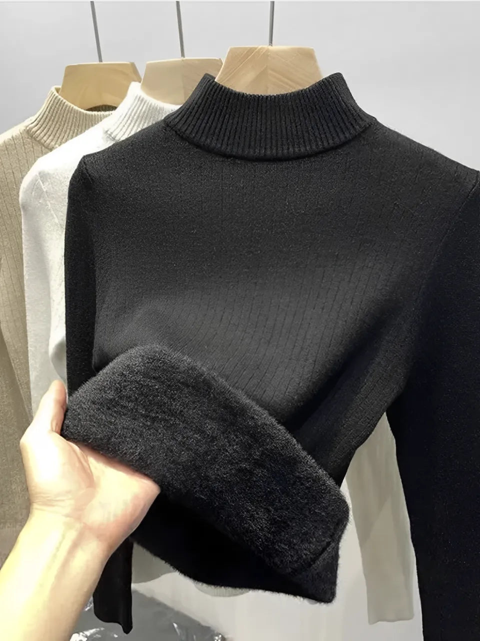 Women's Brushed Ribbed Cotton Turtleneck Sweater - Melinda