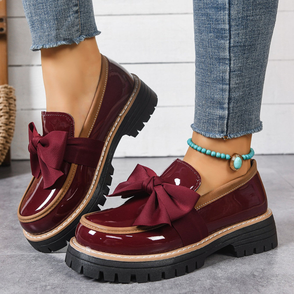 Mocassins à enfiler pour femme Fiorelle – Chaussures plates à surpiqûres contrastées (US 5–10,5)