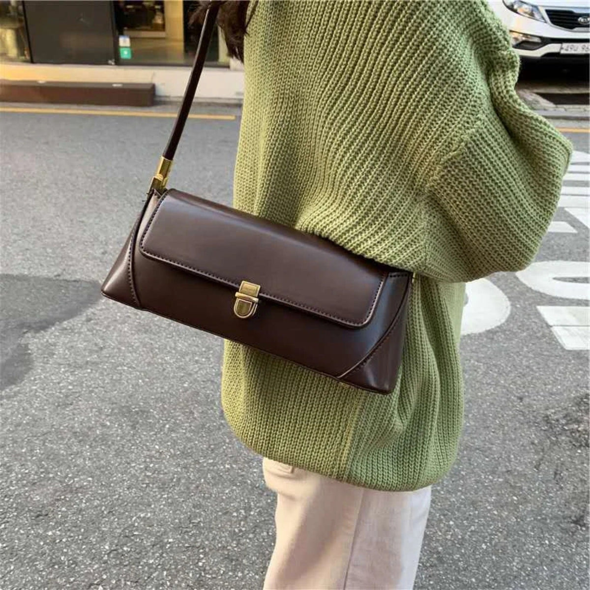 Fiorelle Pariser Baguette-Tasche für Damen – Vintage-Schultertasche mit verstellbarem Riemen & zeitlosem strukturiertem Leder