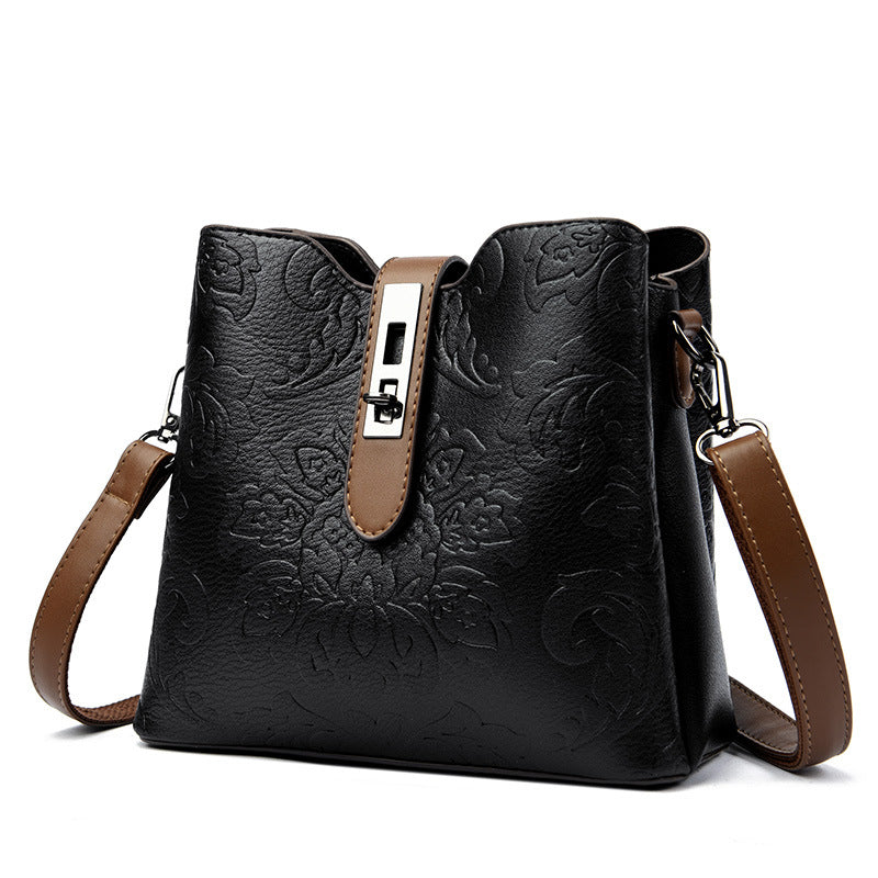 Fiorelle Women's Heritage Artisan Bucket – Charakteristische handgeblockte Motive auf Erbstück-Leder mit Village-to-City-Vielseitigkeit