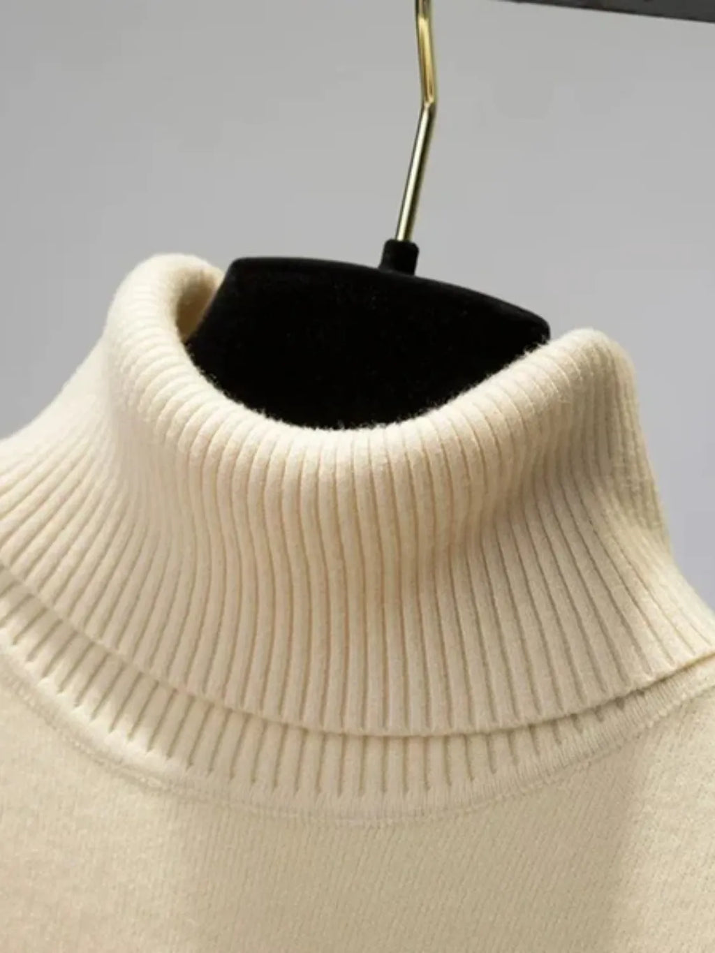 Pull basique en coton brossé à col roulé côtelé - Hillary