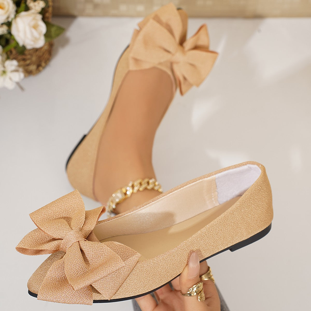Mocassins plats à enfiler Bella Bow pour femme Fiorelle – Chaussures décontractées à semelle souple et bout pointu (US 5–10,5)