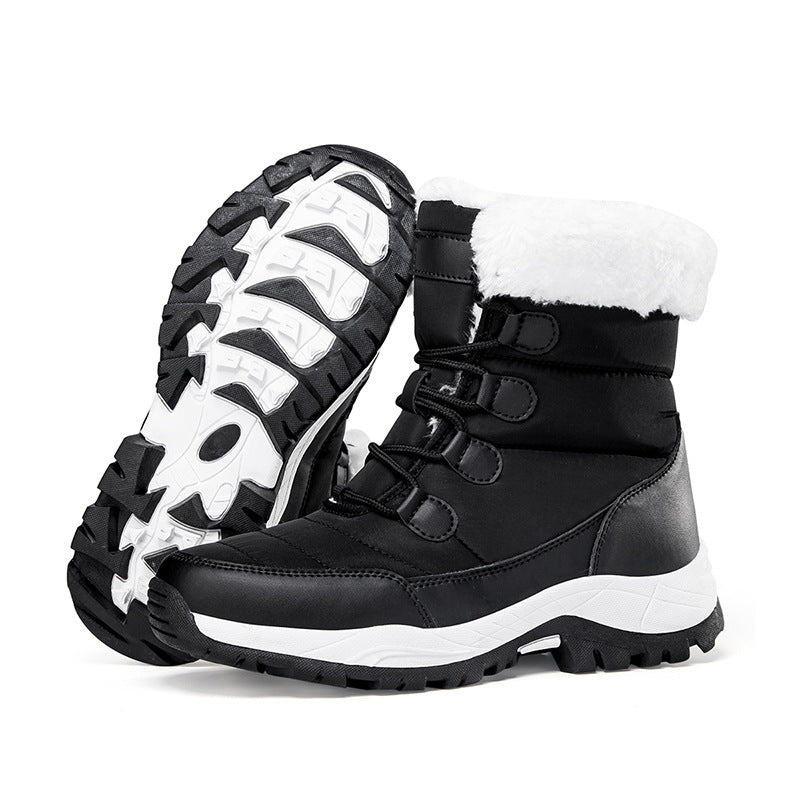 Fiorelle Damen Thermische Winter-Wanderstiefel - Hoch geschnittene, fleecegefütterte Schneestiefel (Rosa, Weiß & Schwarz - US 5-10)