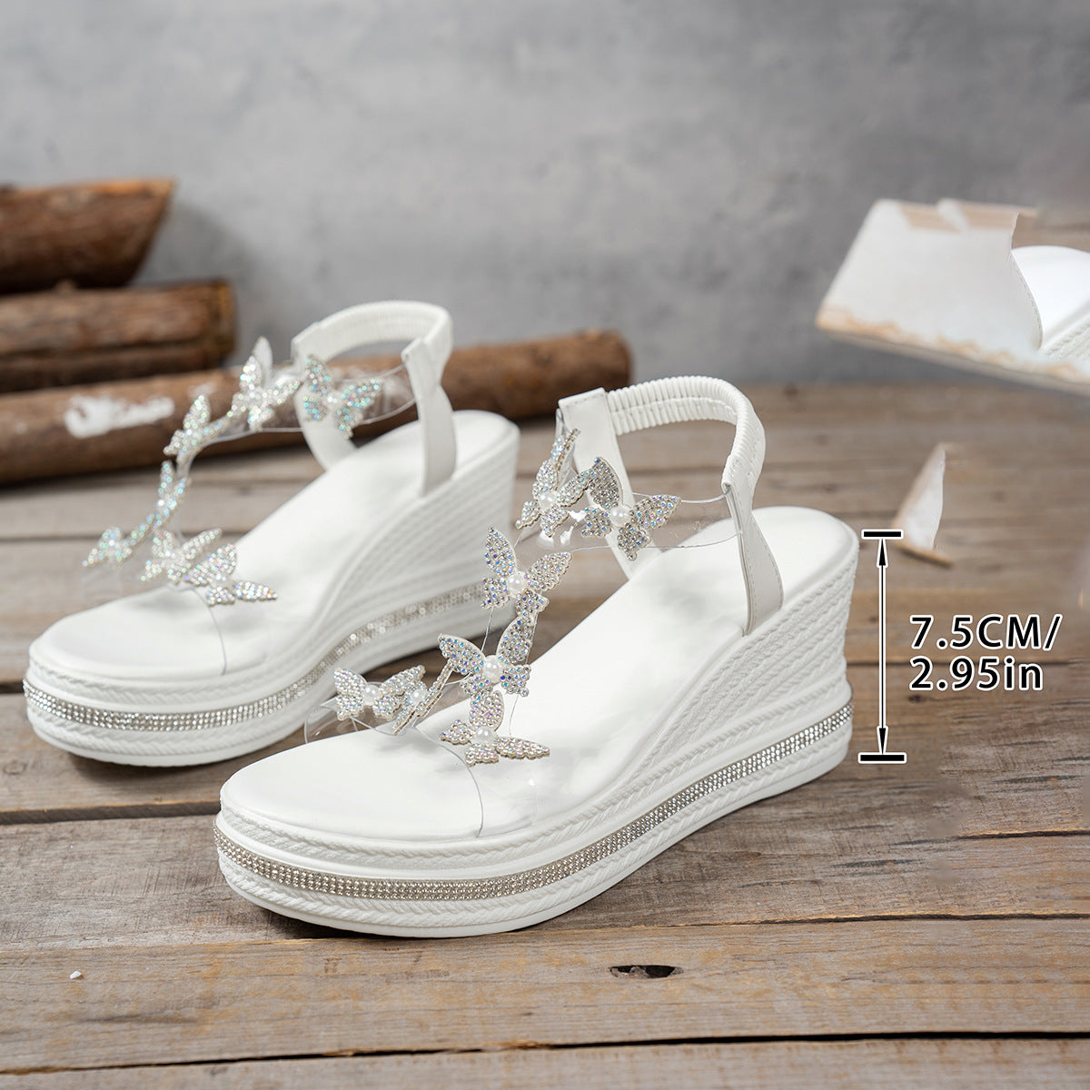 Sandales compensées Fiorelle Women’s Stardust Vacation — Sandales à plateforme ornées de cristaux, dotées du confort CloudFoam, idéales de la plage à la promenade