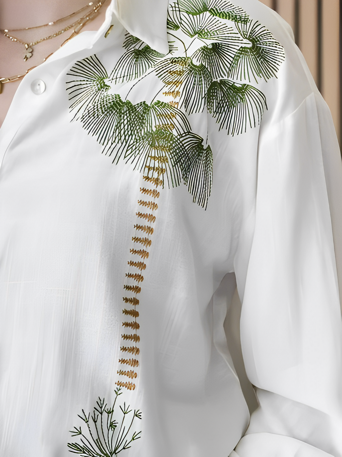 Ensemble élégant avec chemise boutonnée à imprimé et pantalon fluide - Pandora