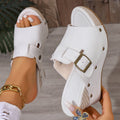 Sandales compensées à plateforme Fiorelle pour femmes avec bride auto-agrippante et rivets – Claquettes épaisses à clous avec bride réglable (US 4–10,5)