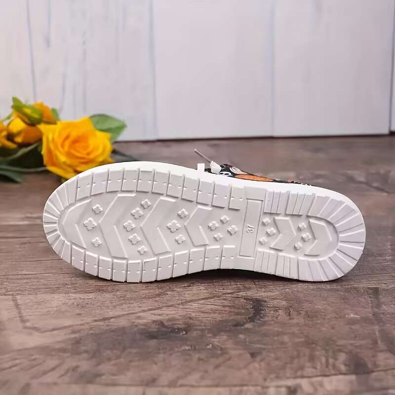Baskets en toile Spooky Chic pour femmes Fiorelle - Chaussures décontractées avec imprimé citrouille et squelette d'Halloween - US(5-9)