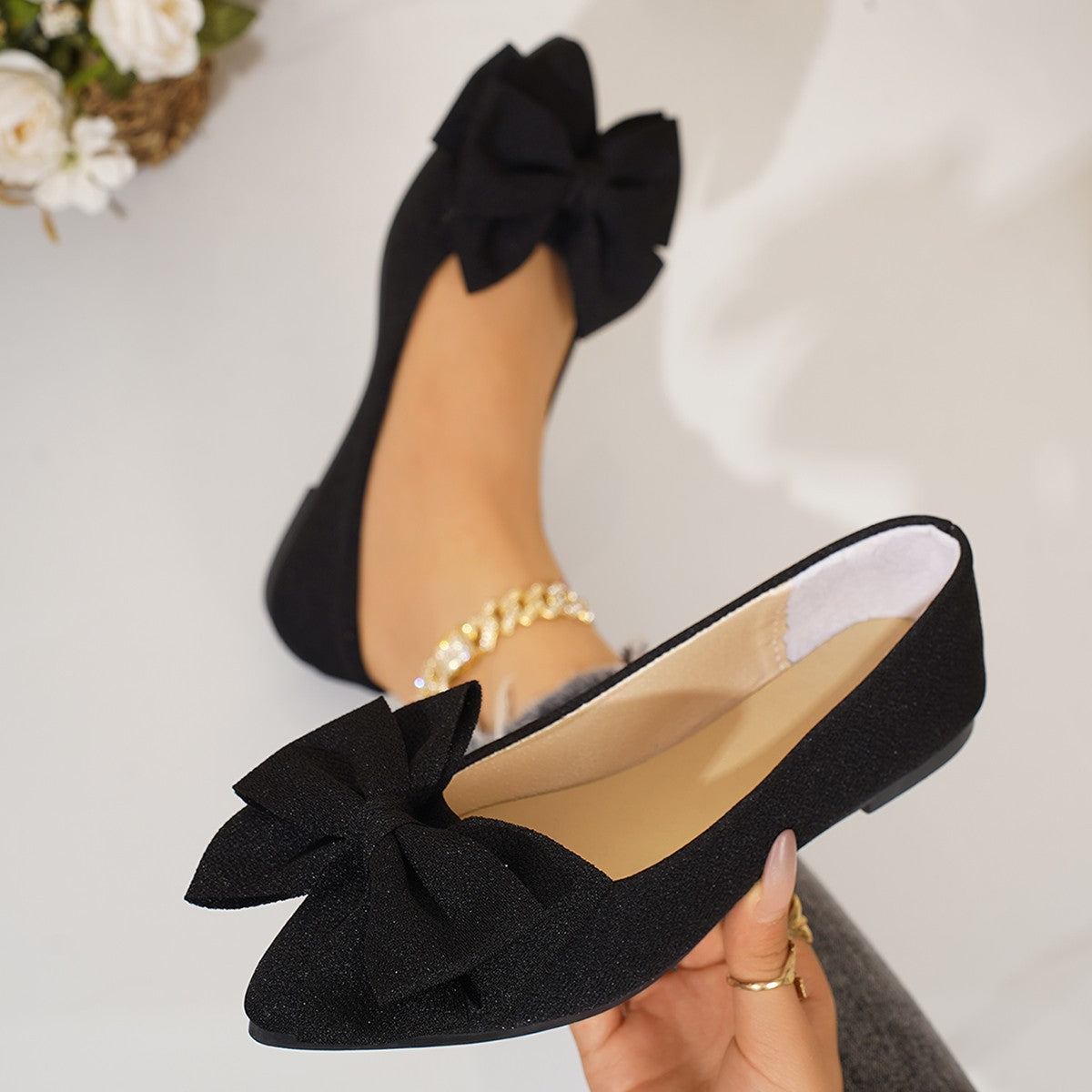 Mocassins plats à enfiler Bella Bow pour femme Fiorelle – Chaussures décontractées à semelle souple et bout pointu (US 5–10,5)