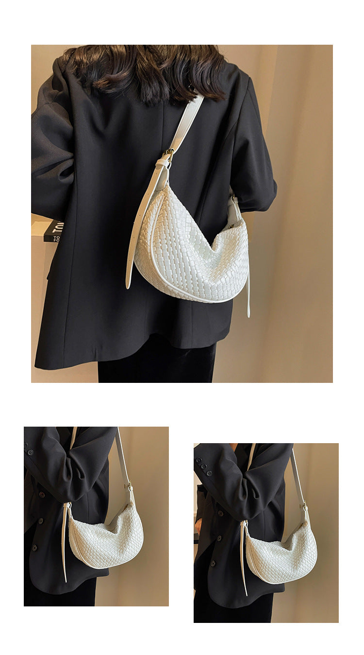 Fiorelle Damen Riviera Bias-Weave Crescent – Umwandelbare Schulter- zu Umhängetasche in französisch inspirierter Narbung